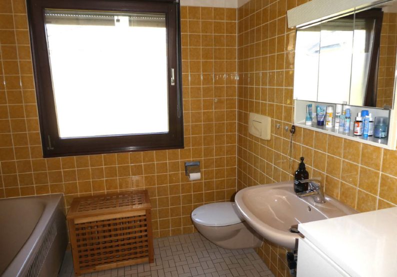Teilansicht Bad mit Dusche und Wanne